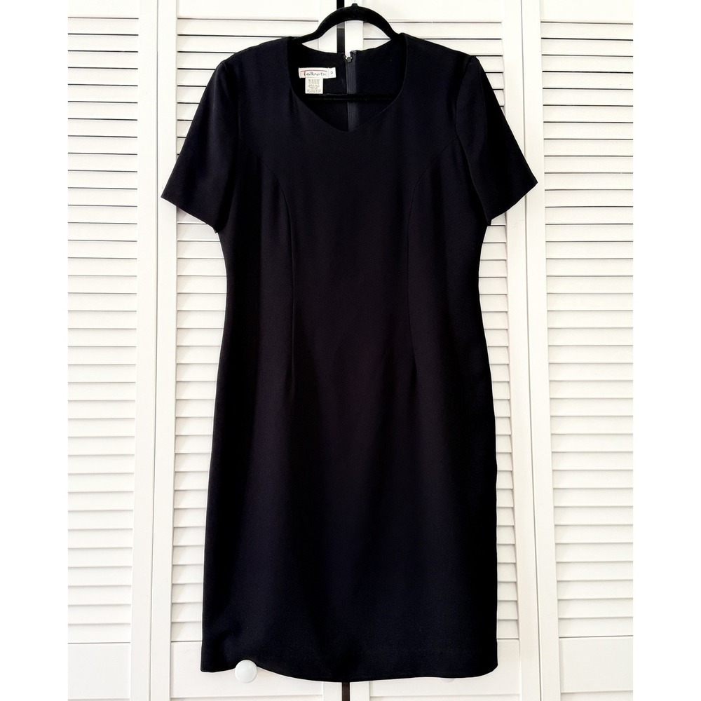 TALBOTS Women's A Line Classic Short Sleeve Black Dress Size 12